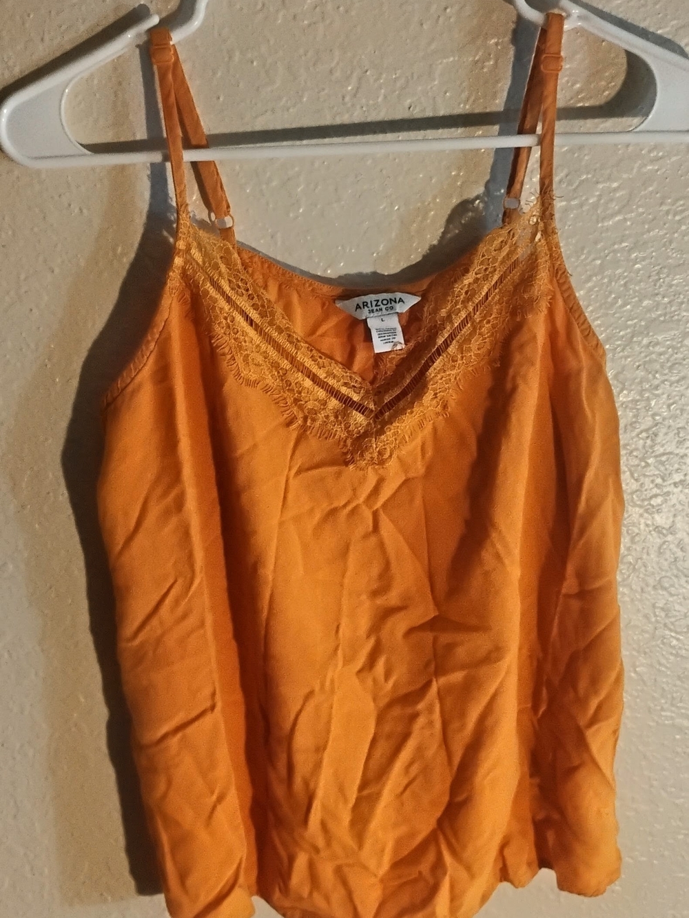 Arizona Jean Company Orange Lace V-Neck Cami with Adjustable Straps